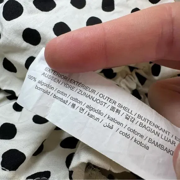 Zara Polka Dot Ruched Puff Cap Sleeve Ruffle Hem Mini Dress - Picture 9 of 9